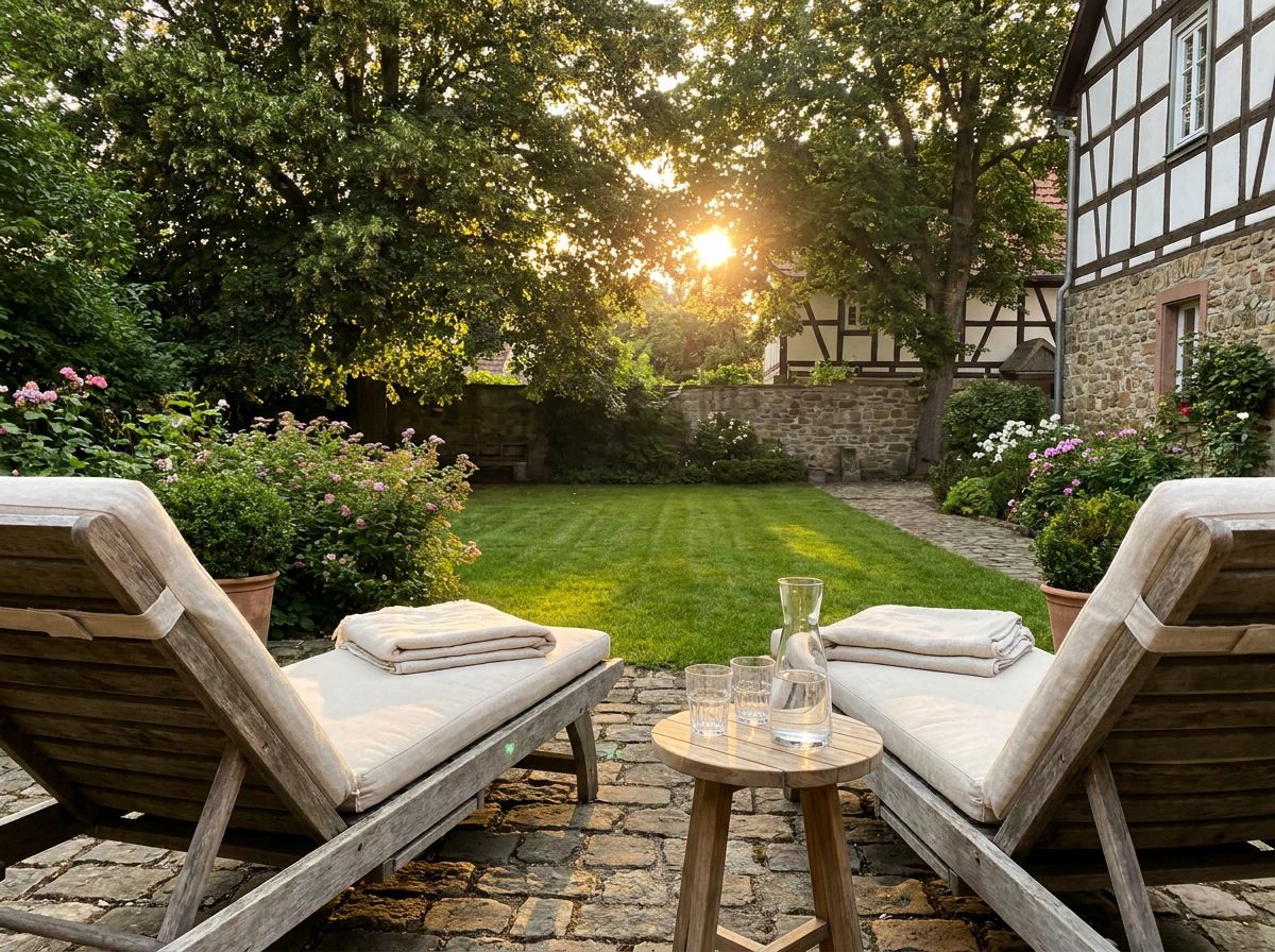 Feierabend auf der Gartenterrasse im Abendlicht